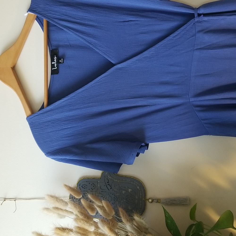 Lulu's Heart of Marigold Wrap Dress Size Medium Blue